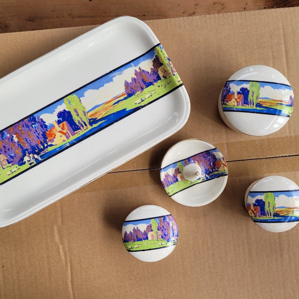Cottage countryside Vintage Powder Box Set